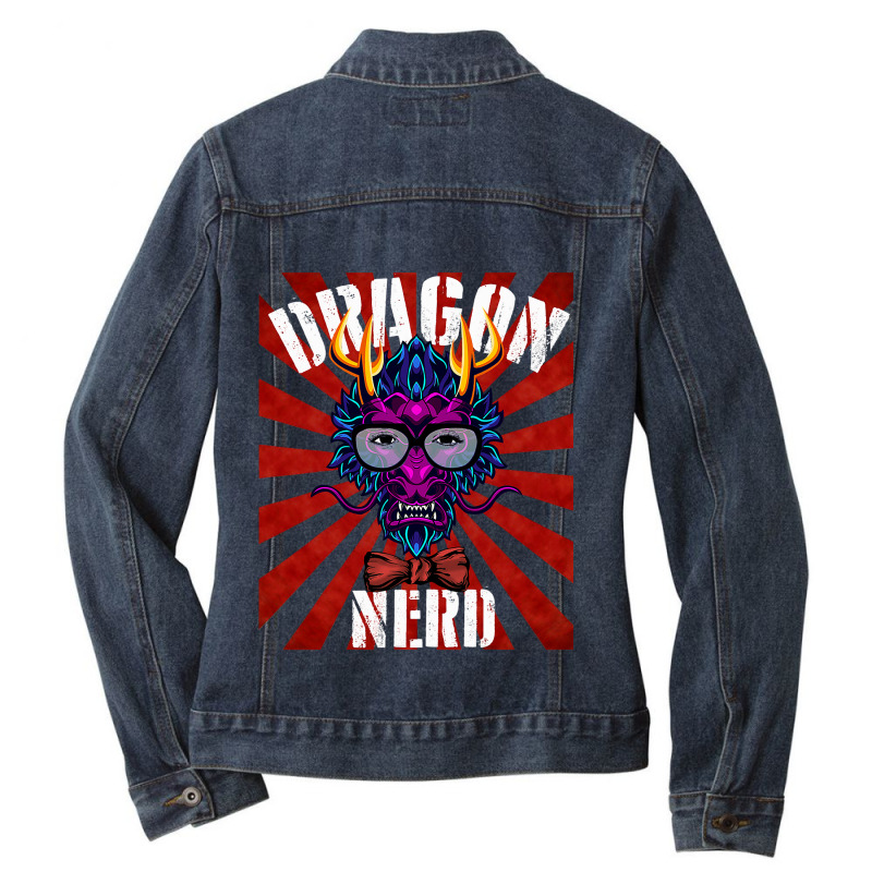 Dragon Nerds Rock Gamer Geek Fun Cute Nerd Ladies Denim Jacket by whoretacarpal | Artistshot