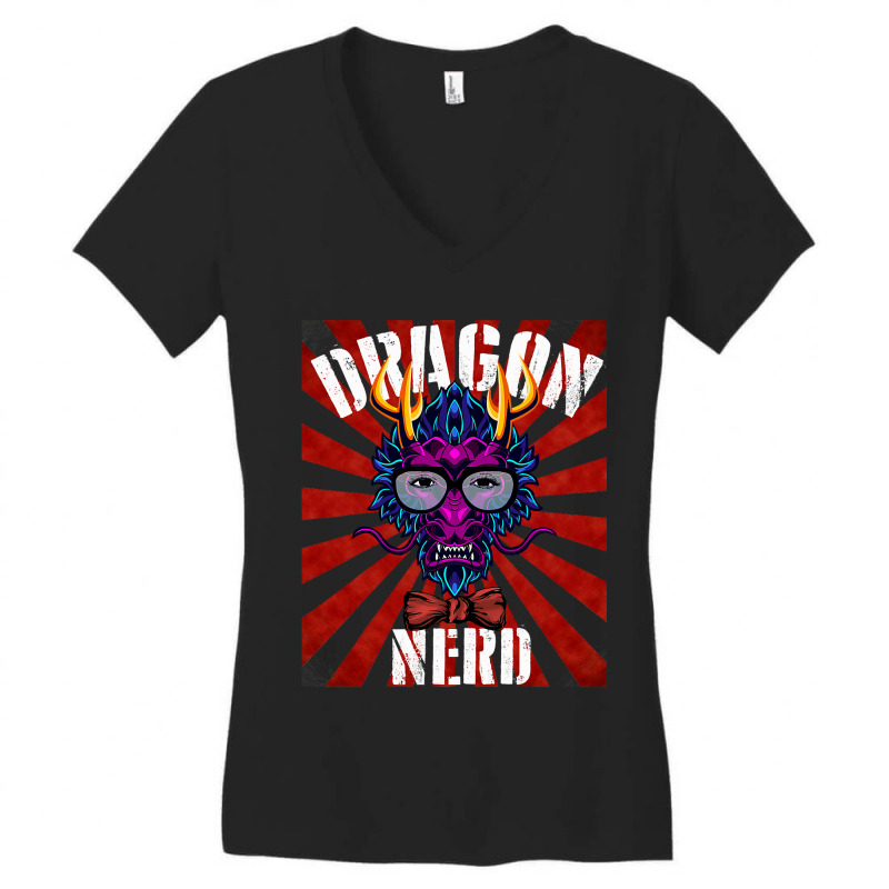 Dragon Nerds Rock Gamer Geek Fun Cute Nerd Women's V-Neck T-Shirt by whoretacarpal | Artistshot