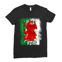 Wales Dragon National Symbol With The Welsh Flag C Ladies Fitted T-shirt | Artistshot