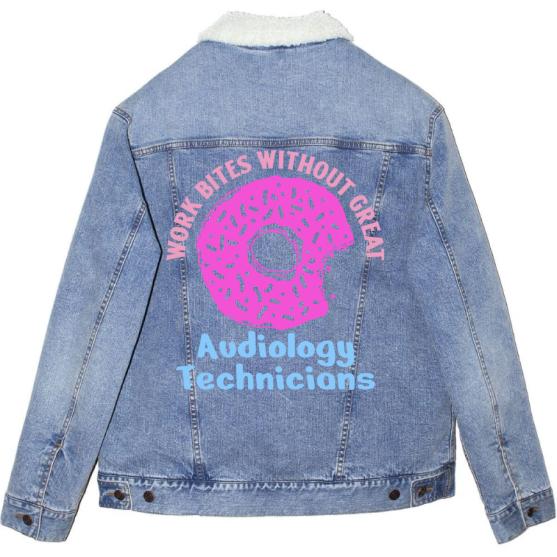 Audiology Tech Work Bites Fun Pink Donut Sprinkles Unisex Sherpa-Lined Denim Jacket by prioreleijer9 | Artistshot