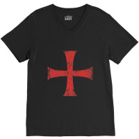 Distressed Crusader Knights Templar Cross Essentia V-neck Tee | Artistshot