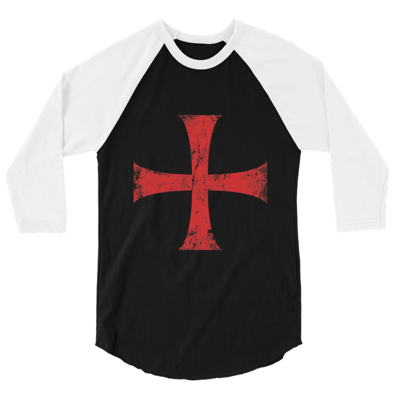 Distressed Crusader Knights Templar Cross Essentia 3/4 Sleeve Shirt | Artistshot