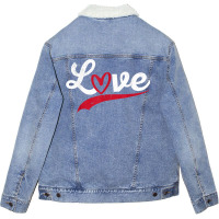 Love Typography Hearts Valentine's Day Lover Roman Unisex Sherpa-lined Denim Jacket | Artistshot