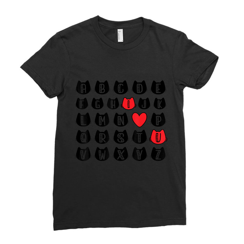 Mens Alphabet Abc I Love You Cat Lover Valentines Ladies Fitted T-Shirt by kimblejoettaefd | Artistshot