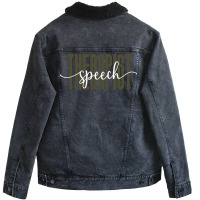 Speech Therapist Tall Font Contrast On Dark Design Unisex Sherpa-lined Denim Jacket | Artistshot