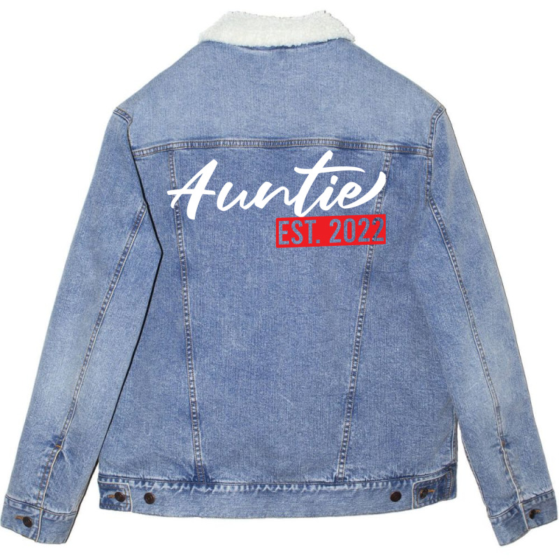 Auntie Est 2022 Funny Pregnancy Announcement Unisex Sherpa-lined Denim Jacket | Artistshot