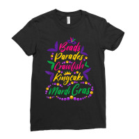 Beads Parades Crawfish Kingcake Mardi Gras Party N Ladies Fitted T-shirt | Artistshot