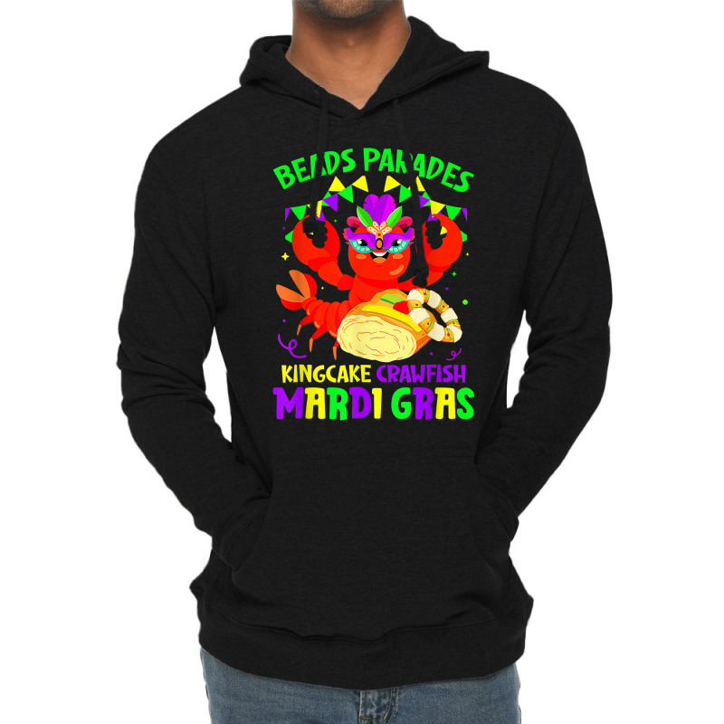 Beads Parades Kingcake Crawfish Mardi Gras Fat Tue Lightweight Hoodie | Artistshot