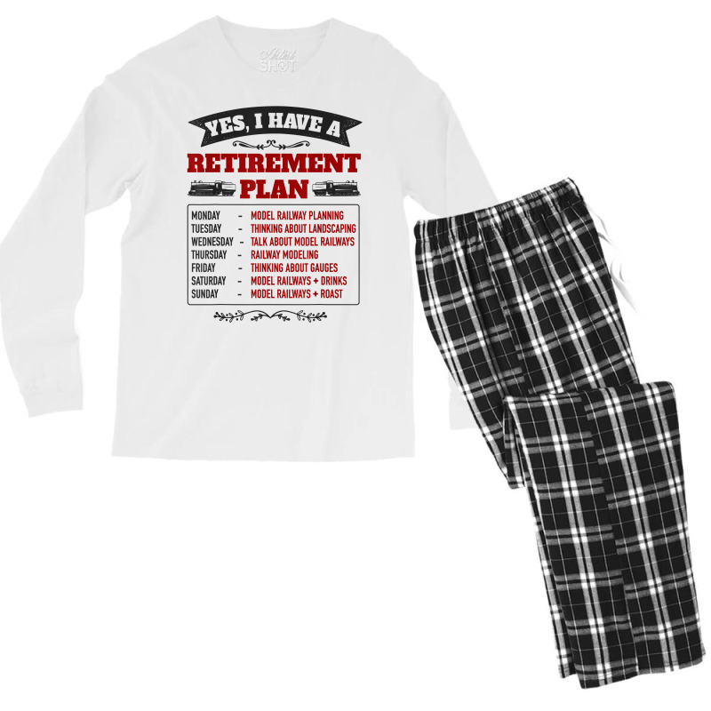 Model Railway Retirement Idea For Men & Railway Mo Men's Long Sleeve Pajama Set | Artistshot