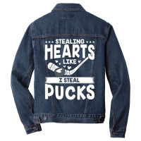 Valentines Day Hockey Stealing Hearts Kids Toddler Men Denim Jacket | Artistshot