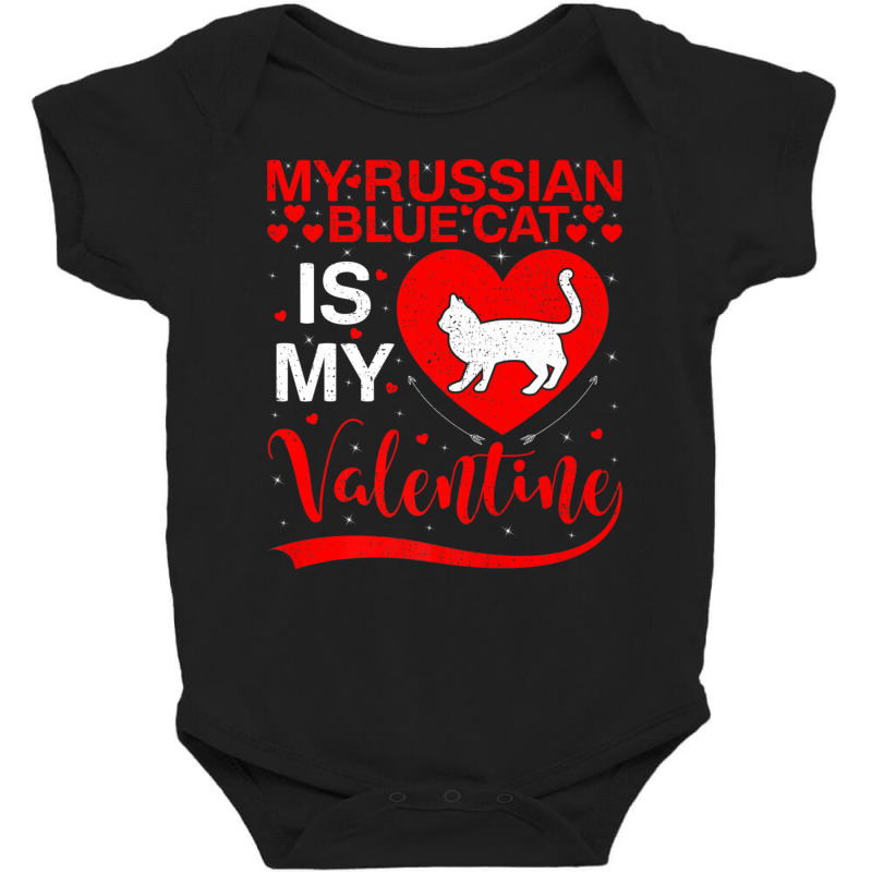 Russian Blue Cat Is My Valentine Heart Shape Cat V Baby Bodysuit by kimblejoettaefd | Artistshot