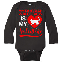 Russian Blue Cat Is My Valentine Heart Shape Cat V Long Sleeve Baby Bodysuit | Artistshot