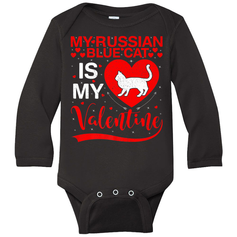 Russian Blue Cat Is My Valentine Heart Shape Cat V Long Sleeve Baby Bodysuit by kimblejoettaefd | Artistshot