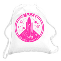 Space Shuttle Hot Pink Emblem Aesthetic Drawstring Bags | Artistshot