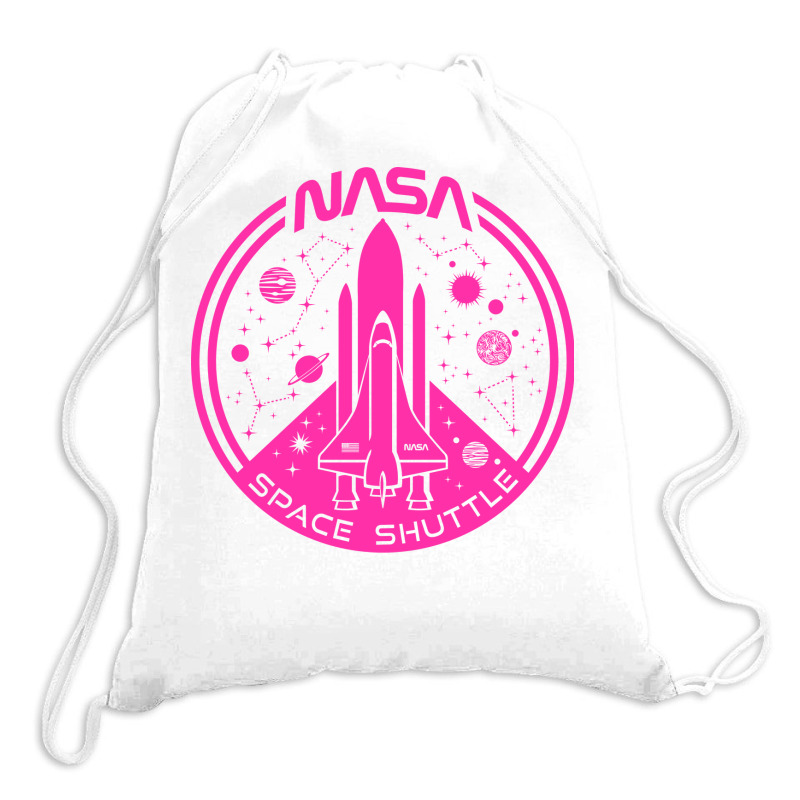 Space Shuttle Hot Pink Emblem Aesthetic Drawstring Bags | Artistshot