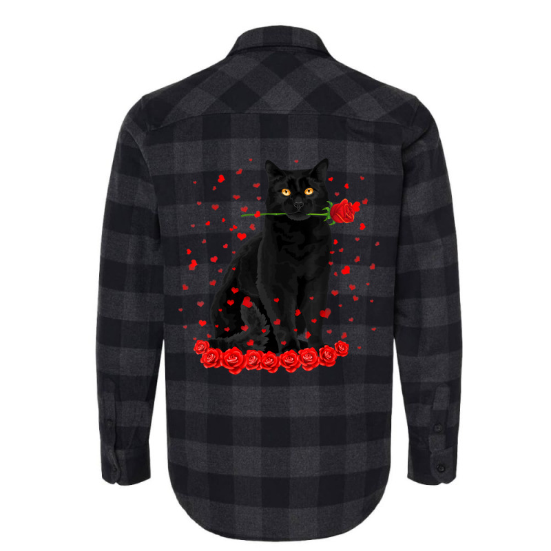 Black Cat With Red Roses Couples Valentine's Day W Flannel Shirt by kimblejoettaefd | Artistshot