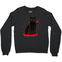 Black Cat With Red Roses Couples Valentine's Day W Crewneck Sweatshirt | Artistshot