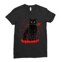 Black Cat With Red Roses Couples Valentine's Day W Ladies Fitted T-shirt | Artistshot