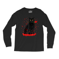 Black Cat With Red Roses Couples Valentine's Day W Long Sleeve Shirts | Artistshot