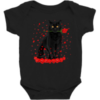 Black Cat With Red Roses Couples Valentine's Day W Baby Bodysuit | Artistshot