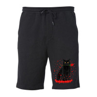 Black Cat With Red Roses Couples Valentine's Day W Fleece Short | Artistshot