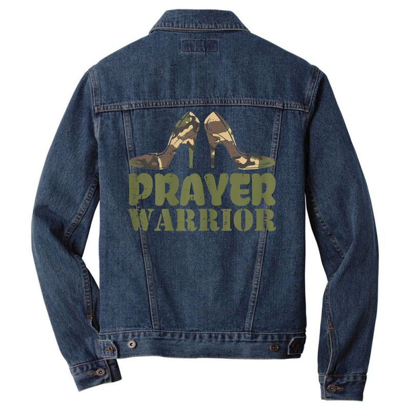 Womens Camo Heels Prayer Warrior Faith God Jesus C Men Denim Jacket | Artistshot