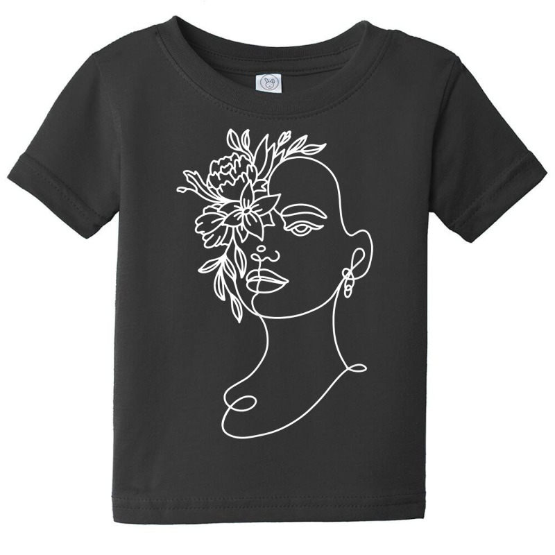 Abstract Minimalist Woman Face Line Art Floral Flo Baby Tee by scrabeck | Artistshot