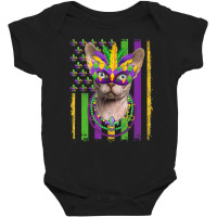 Sphynx Cat Mardi Gras Mask Kitten American Flag Baby Bodysuit | Artistshot