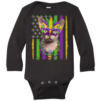 Sphynx Cat Mardi Gras Mask Kitten American Flag Long Sleeve Baby Bodysuit | Artistshot