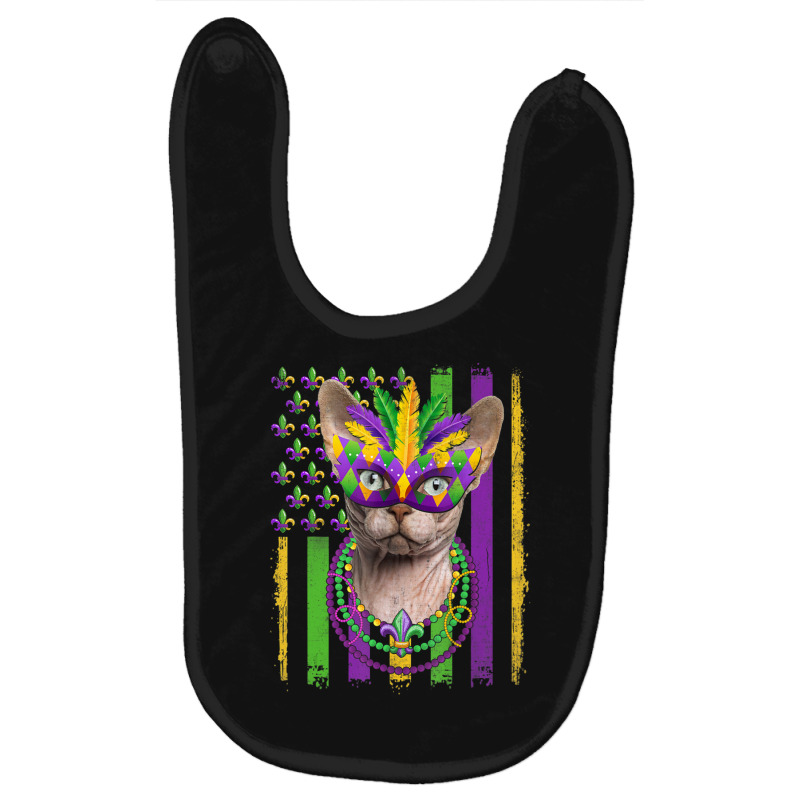 Sphynx Cat Mardi Gras Mask Kitten American Flag Baby Bibs | Artistshot