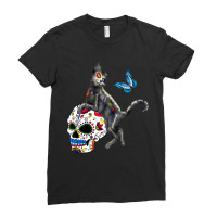 Day Of The Dead Cat Sugar Skull And Butterfly Ladies Fitted T-shirt | Artistshot