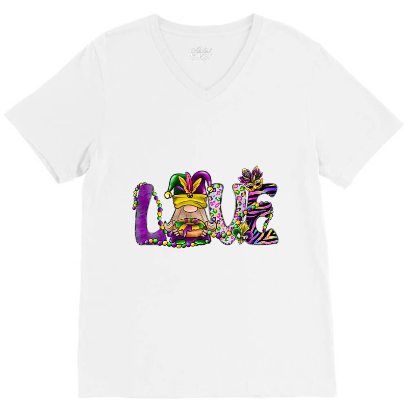 Gnome Love Mardi Gras King Cake Fat Tuesday New Or V-neck Tee | Artistshot