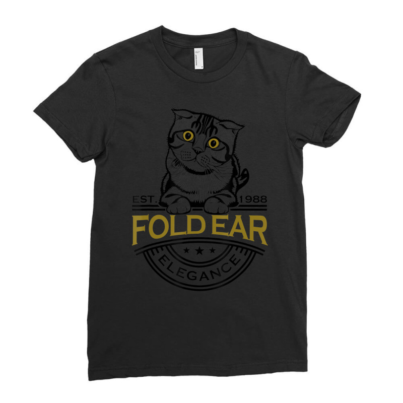 Fold Ear Kitten Folded Ears Cat Cub Ladies Fitted T-Shirt by kimblejoettaefd | Artistshot