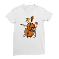 Cellist Cat Playing Cello Instrument Funny Gift For Violin Music Lover Ladies Fitted T-shirt | Artistshot