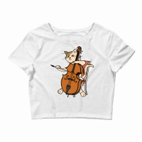 Cellist Cat Playing Cello Instrument Funny Gift For Violin Music Lover Crop Top | Artistshot