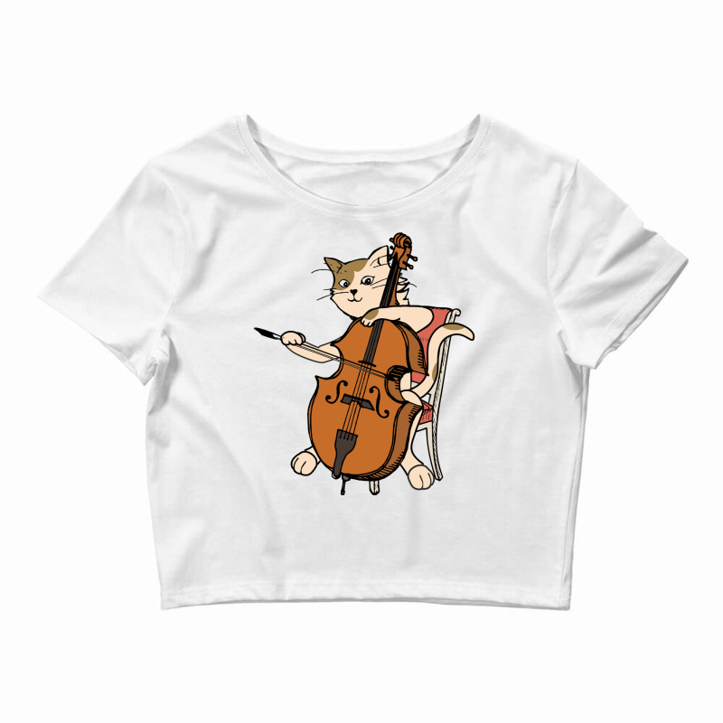 Cellist Cat Playing Cello Instrument Funny Gift For Violin Music Lover Crop Top by SamsulArt | Artistshot