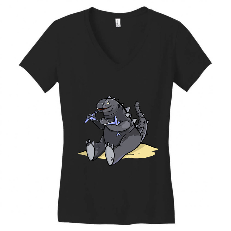 Limited Edition Cute Dinosaur Plays Women's V-Neck T-Shirt by lethithu856 | Artistshot