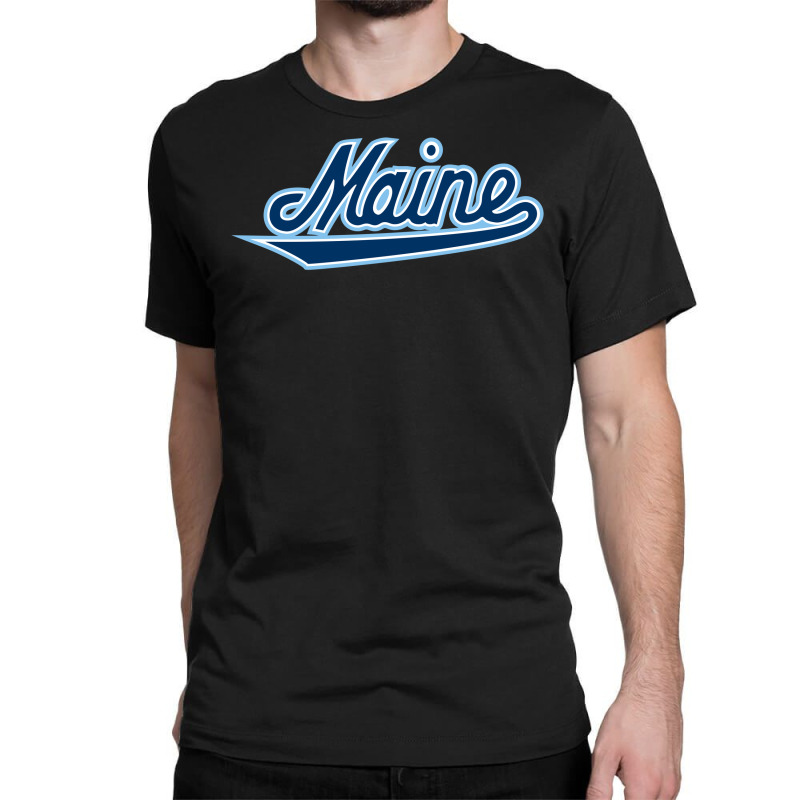 Maine, Black ,bears ,script, Classic T-shirt by viscaro | Artistshot