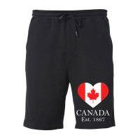 Canadian Maple Leaf Heart Flag   Canada 150 Years Fleece Short | Artistshot