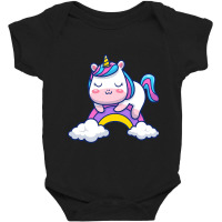 Limited Edition Cute Unicorn Sleeping On Rainbow C Baby Bodysuit | Artistshot