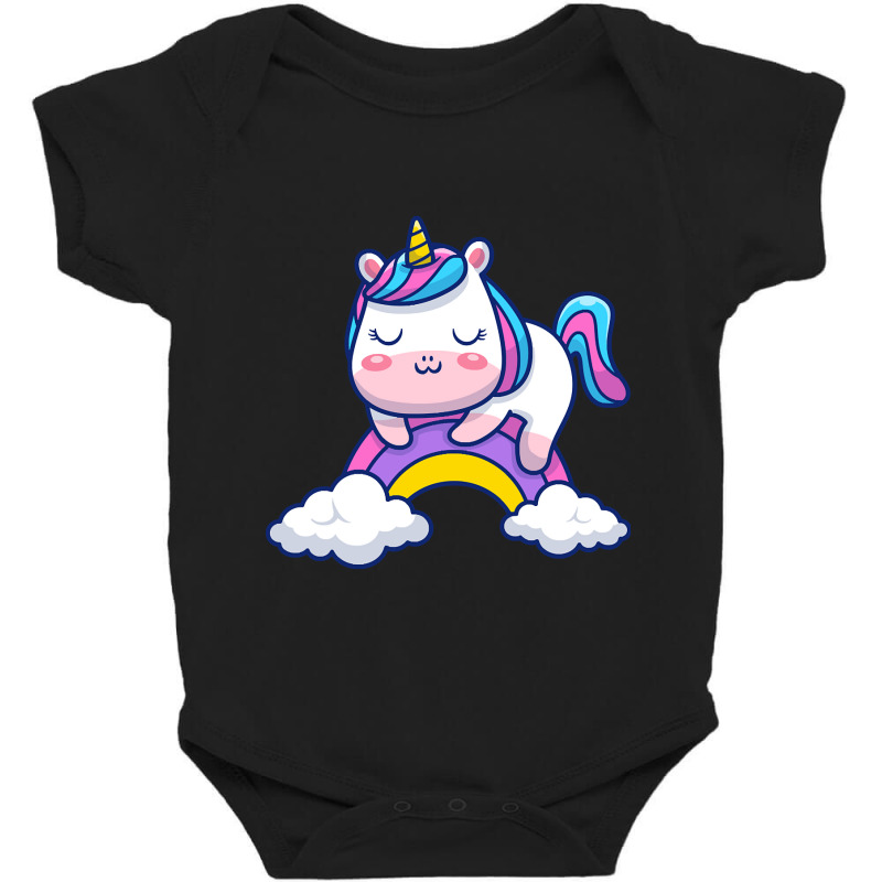 Limited Edition Cute Unicorn Sleeping On Rainbow C Baby Bodysuit | Artistshot