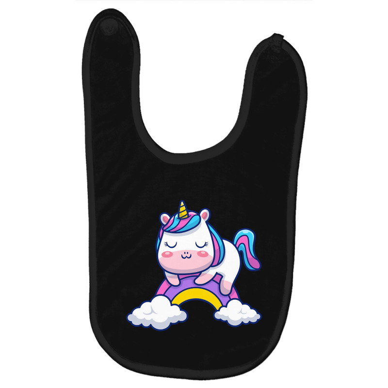 Limited Edition Cute Unicorn Sleeping On Rainbow C Baby Bibs | Artistshot