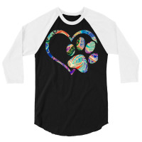 Pawprint Tie Dye Rainbow Inspired Dog Paw Print Gi 3/4 Sleeve Shirt | Artistshot