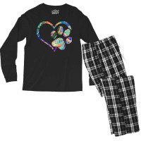 Pawprint Tie Dye Rainbow Inspired Dog Paw Print Gi Men's Long Sleeve Pajama Set | Artistshot