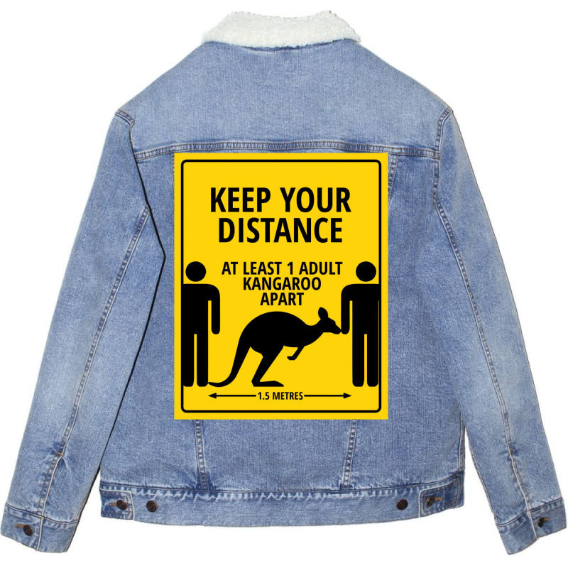 Please Keep At Least 1 Kangaroo Apart Unisex Sherpa-Lined Denim Jacket by hermesginderq | Artistshot