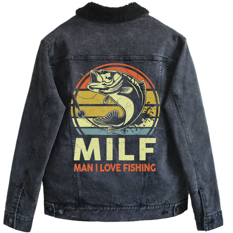 Mens Man I Love Fishing-shirt Fly Fish Fisherman B Unisex Sherpa-lined Denim Jacket | Artistshot