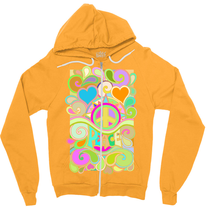 Psychedelic Hippy Retro Peace Art 1 Zipper Hoodie by hermesginderq | Artistshot