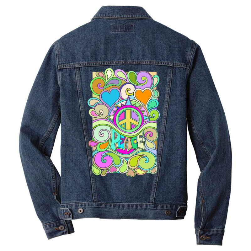 Psychedelic Hippy Retro Peace Art 1 Men Denim Jacket by hermesginderq | Artistshot