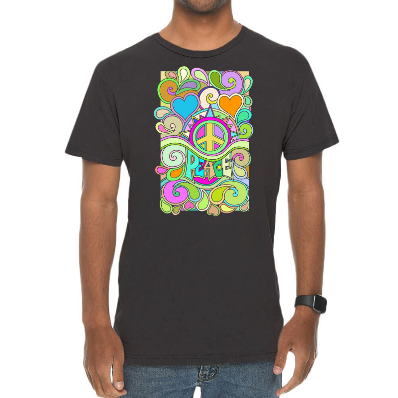 Psychedelic Hippy Retro Peace Art 1 Vintage T-Shirt by hermesginderq | Artistshot