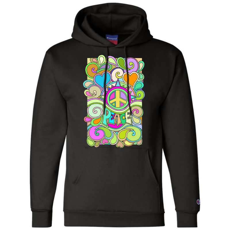 Psychedelic Hippy Retro Peace Art 1 Champion Hoodie by hermesginderq | Artistshot